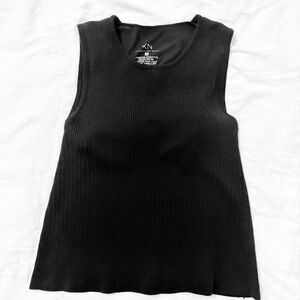 Klassy Network Collection Black Ribbed Knit Tank Top - Built in Bra